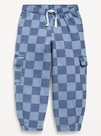 Image number 3 showing, Barrel-Leg Chambray Cargo Pants for Toddler Girls