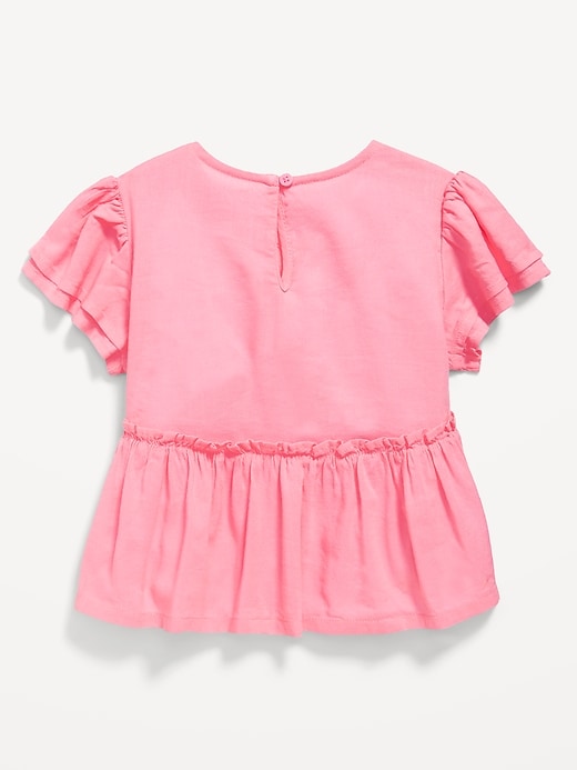 Image number 2 showing, Short-Sleeve Ruffled Bow Top for Toddler Girls