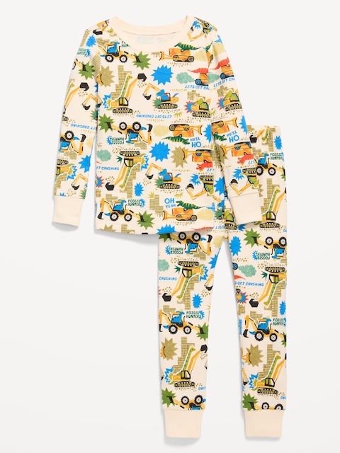 Printed Snug-Fit Pajama Set for Toddler & Baby - Truck Green