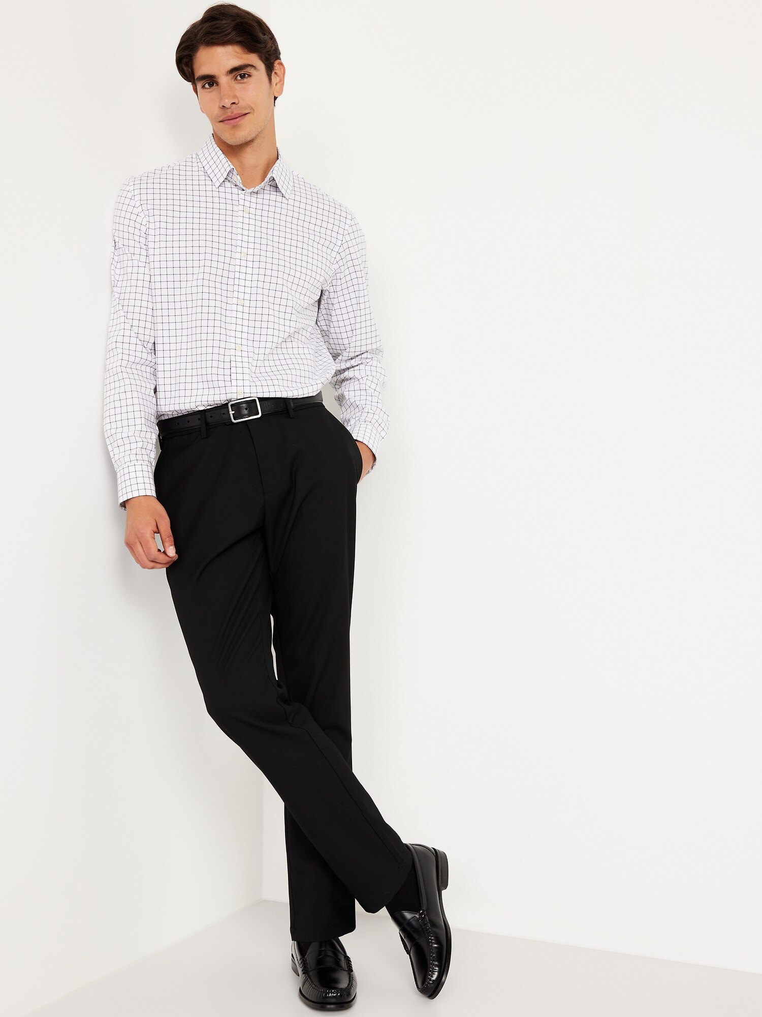 Мужские брюки Old Navy Athletic-Fit Twill Dress Pants, цвет: Чёрный — фото 3