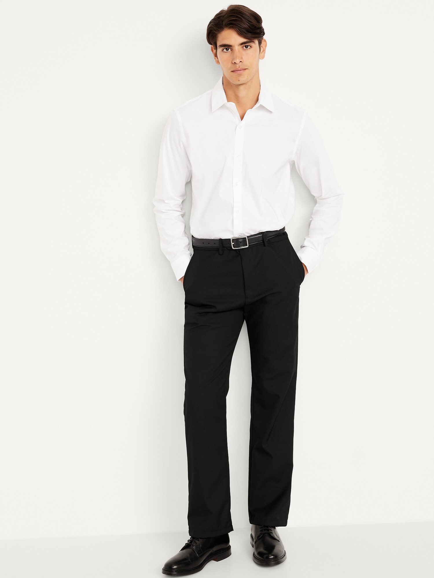 Мужские брюки Old Navy 90's Straight-Fit Twill Dress Pants, цвет: Чёрный — фото 3
