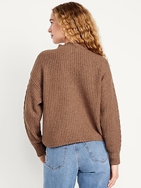 Image number 2 showing, SoSoft Cropped Mock-Neck Cable Sweater