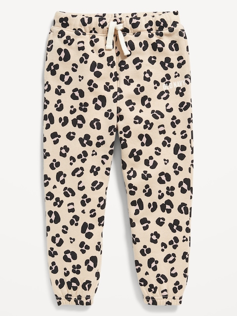 Printed Cinched-Hem Logo-Graphic Jogger Sweatpants for Toddler Girls - Brown Leopard