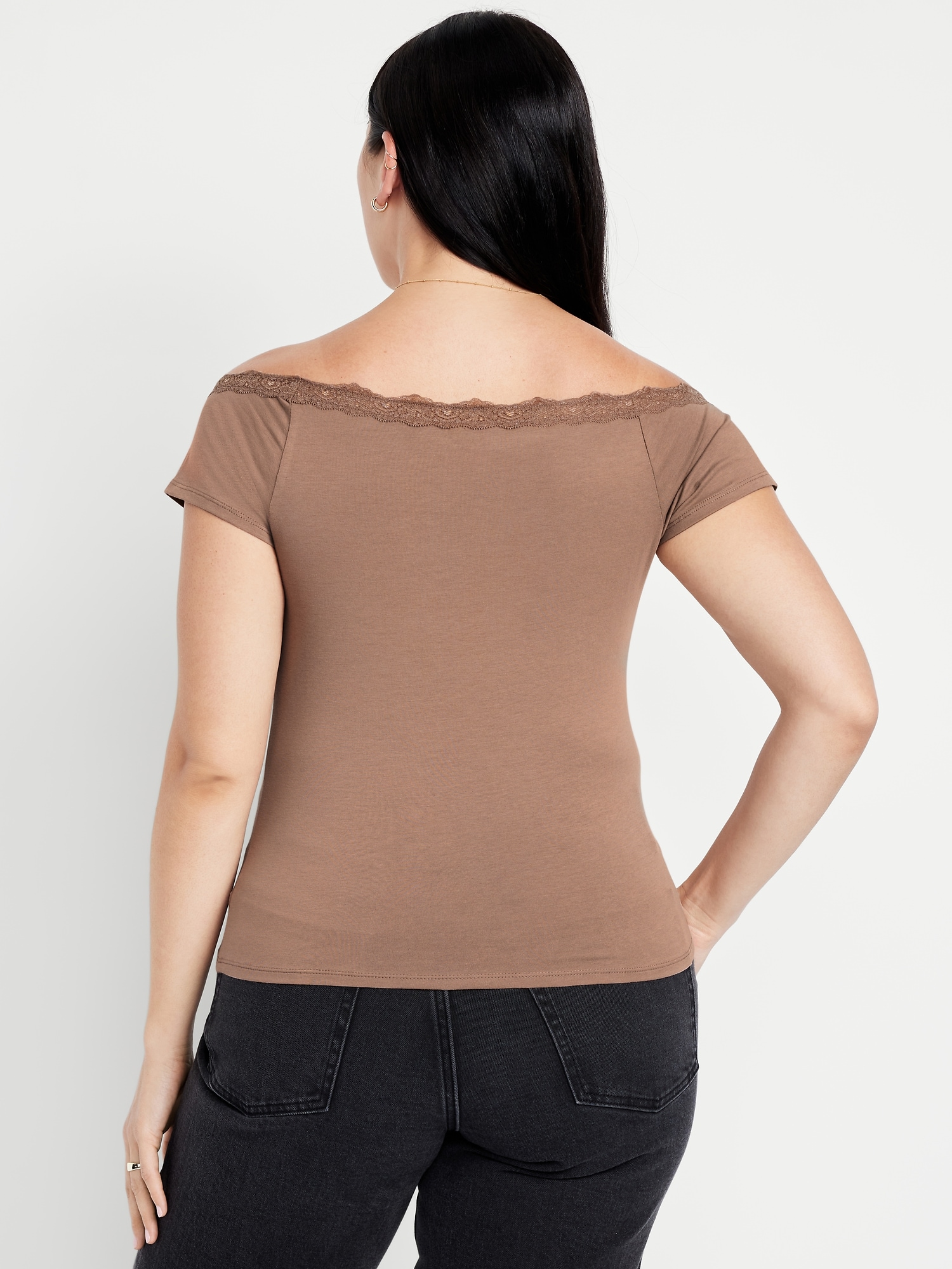 Off-Shoulder Lace-Trim Top | Old Navy