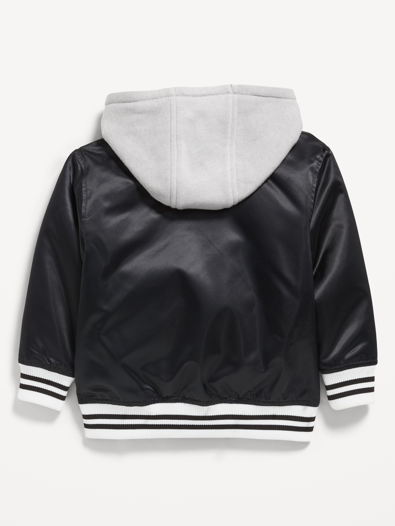 Hooded Zip-Front Satin Bomber Jacket for Toddler Boys