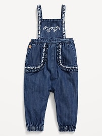 Image number 1 showing, Sleeveless Embroidered Jean Jumpsuit for Baby