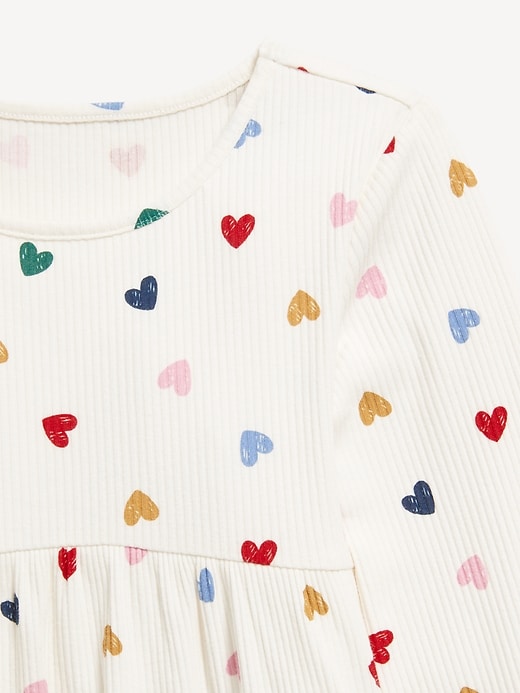Image number 3 showing, Printed Long-Sleeve Ribbed Dress for Toddler Girls