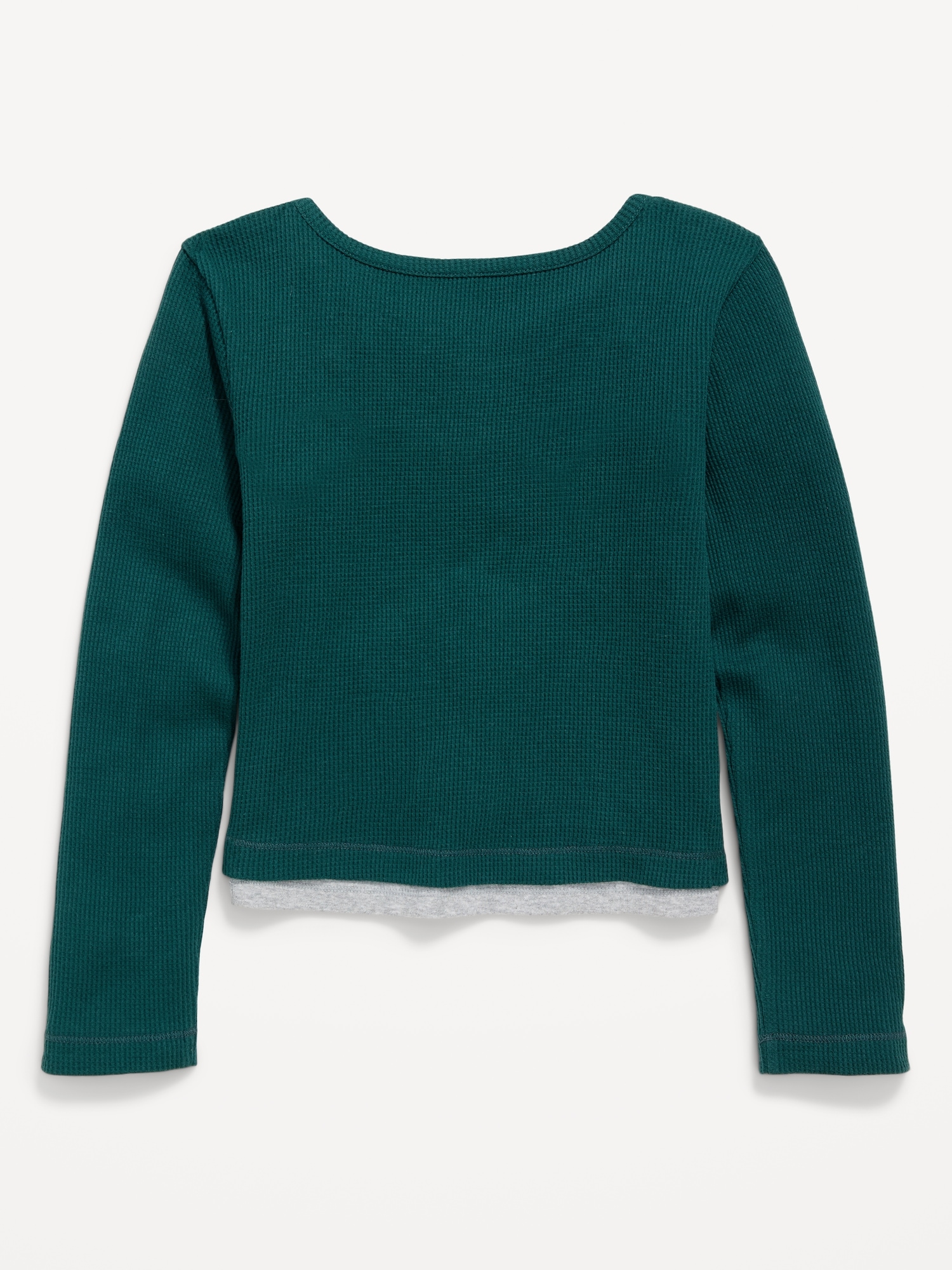 Long-Sleeve 2-In-1 Fitted Henley Top for Girls