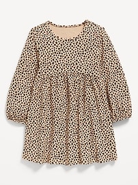 Image number 1 showing, Printed Long-Sleeve Ribbed Dress for Toddler Girls