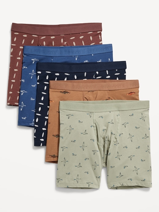 Image number 1 showing, 5-Pack Soft-Washed Boxer Briefs -- 6.25-inch inseam