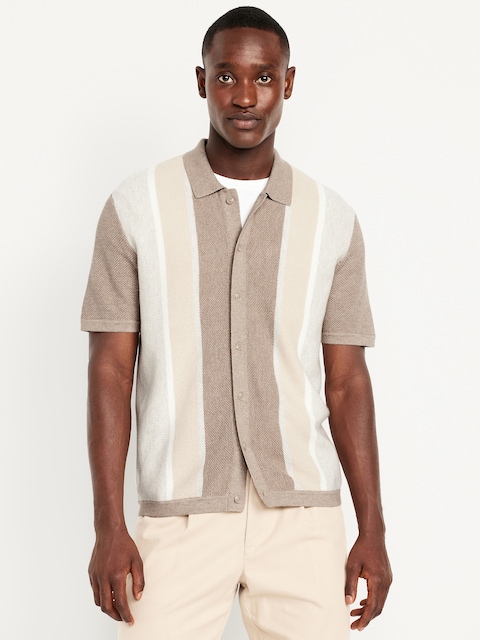 Button-Down Striped Polo - Khaki Stripe