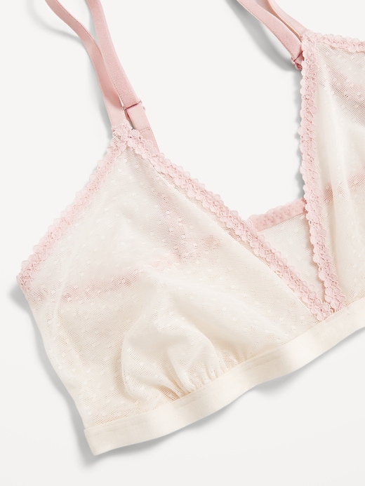 Image number 2 showing, Lace-Trim Dot-Mesh Bralette
