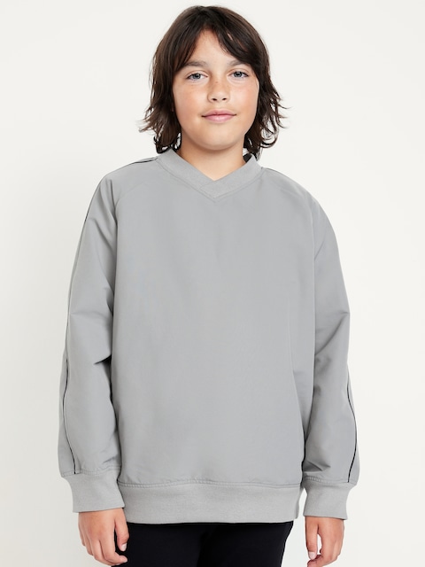 Oversized V-Neck Performance Top for Boys - Cinder Smoke