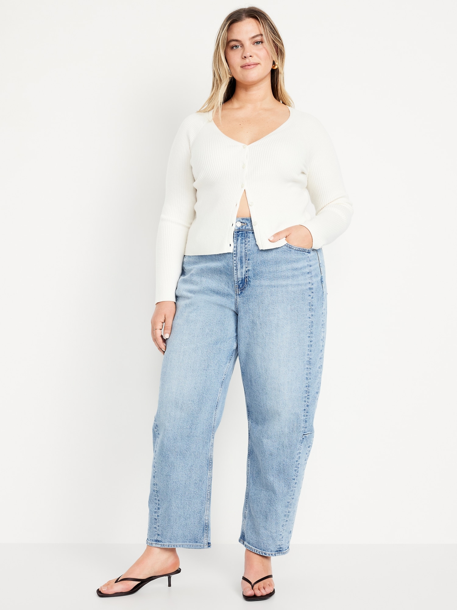 High-Waisted Barrel Ankle Jeans