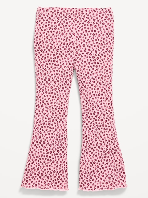 Ribbed Flare-Leg Leggings for Toddler Girls - Pink Leopard