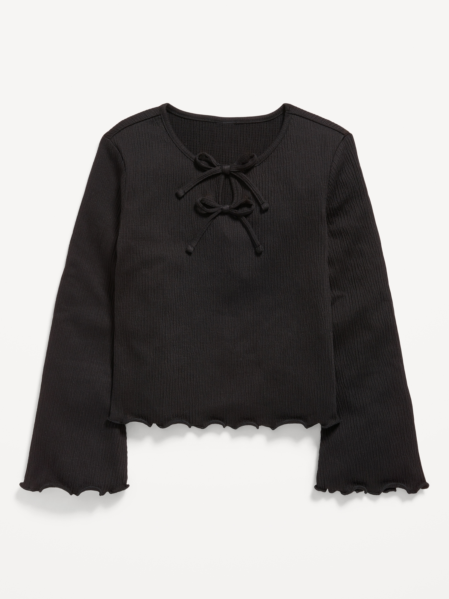 Long-Sleeve Tie-Bow Front Top for Girls