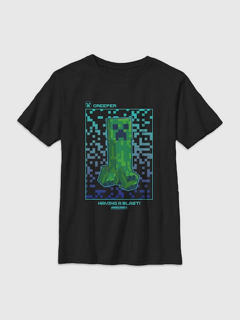 Minecraft Mine Pixel Creep Gender-Neutral Graphic T-Shirt for Kids - Black