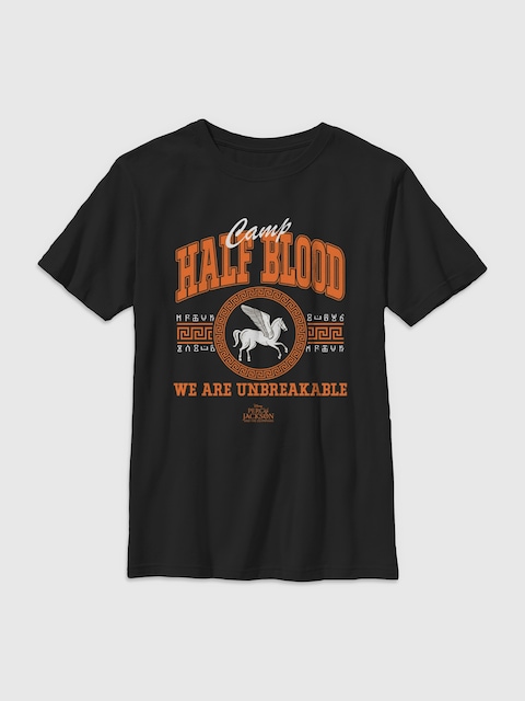 Percy Jackson Collegiate Half Blood Gender-Neutral Graphic T-Shirt for Kids - Black