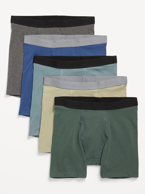 5-Pack Soft-Washed Boxer Briefs -- 6.25-inch inseam - Lakeshore