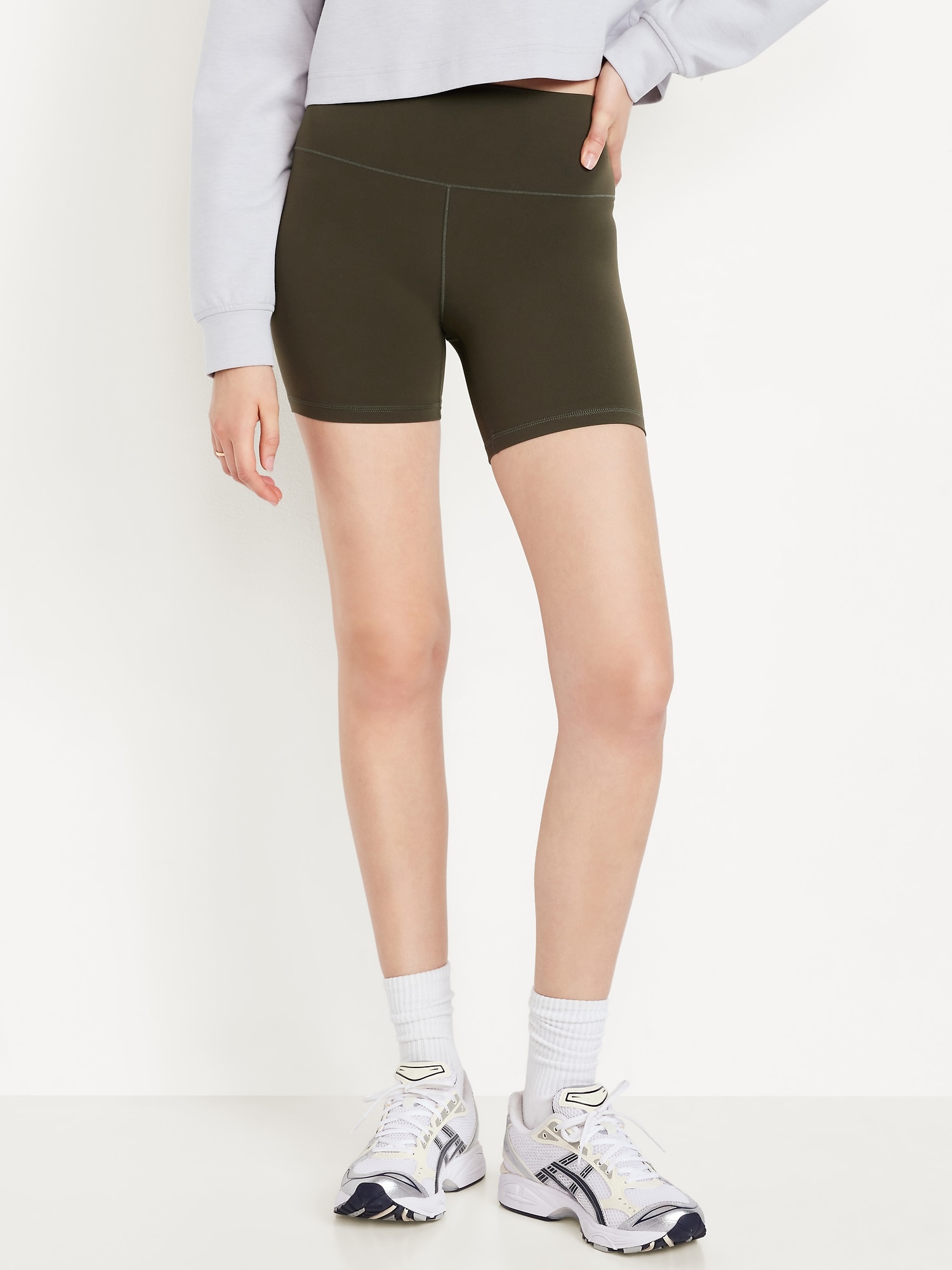 High-Waisted StudioSmooth Biker Shorts -- 6-inch inseam