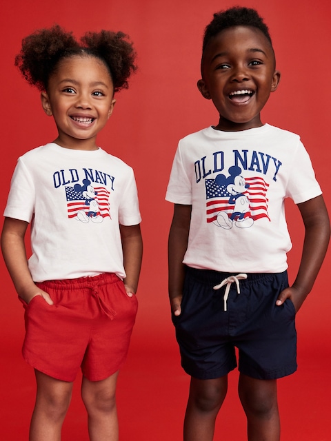 Old Navy x Disney© Mickey Mouse Unisex Flag Logo-Graphic T-Shirt for Toddler
