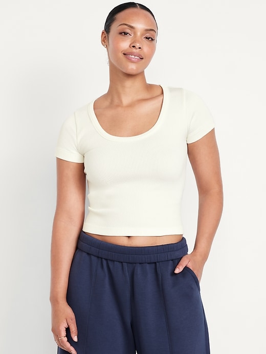 Image number 5 showing, Exhale Seamless Cropped Rib T-Shirt