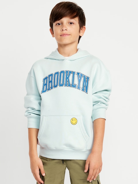 Favorite Fleece Oversized Graphic Fleece Pullover Hoodie for Boys - Seafoam