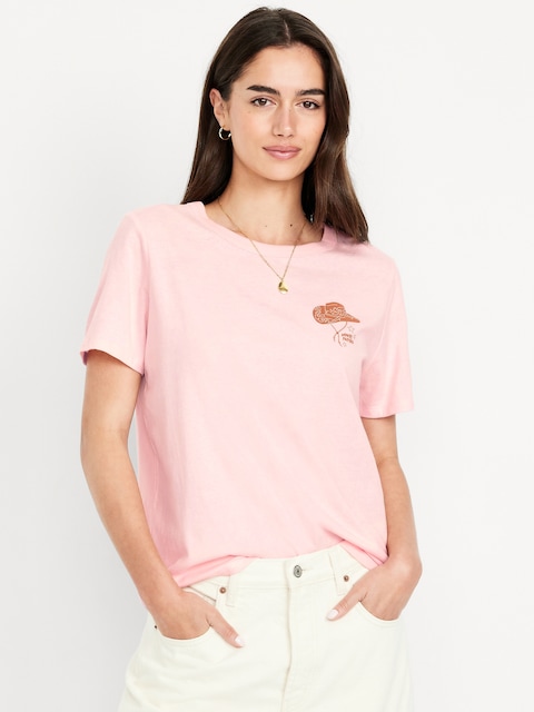 EveryWear Crew-Neck Graphic T-Shirt - Pink Sky