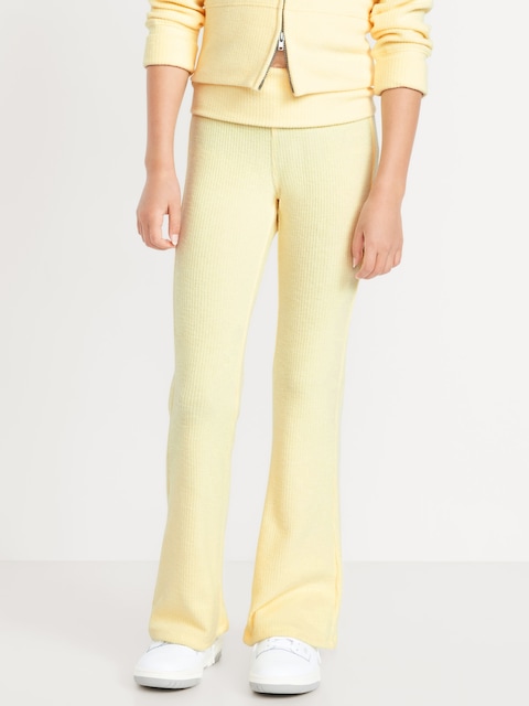 CozePlush Foldover Flare Leggings for Girls - Honeydew