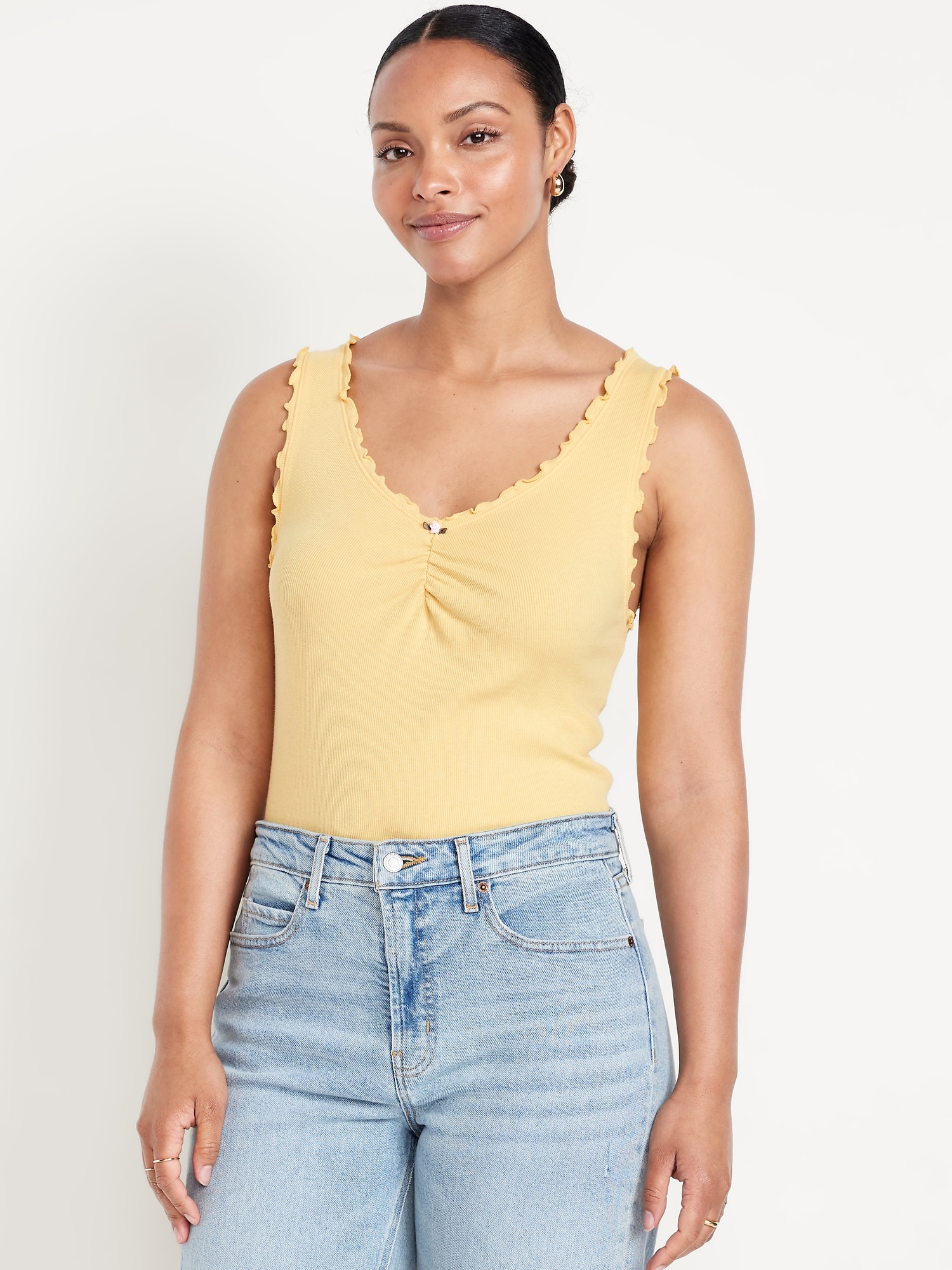 Cinched Rib-Knit Tank Top | Old Navy