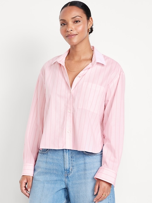 Cropped Button-Down Oxford Shirt