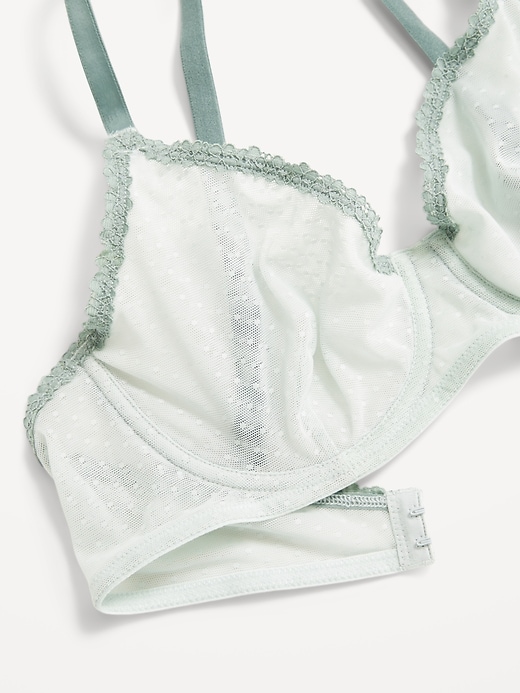 Image number 2 showing, Lace-Trim Mesh-Dot Balconette Bra