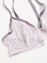Image number 2 showing, Lace-Trim Mesh-Dot Balconette Bra