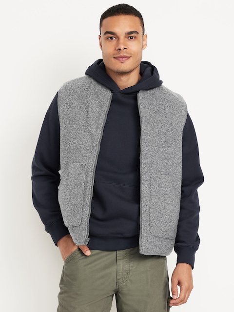 Relaxed Boiled Wool Vest - Smoky Gray