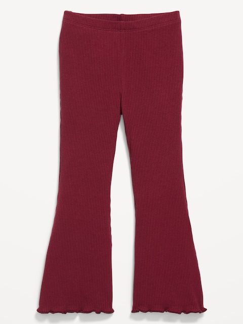 Ribbed Flare-Leg Leggings for Toddler Girls - Berry Red