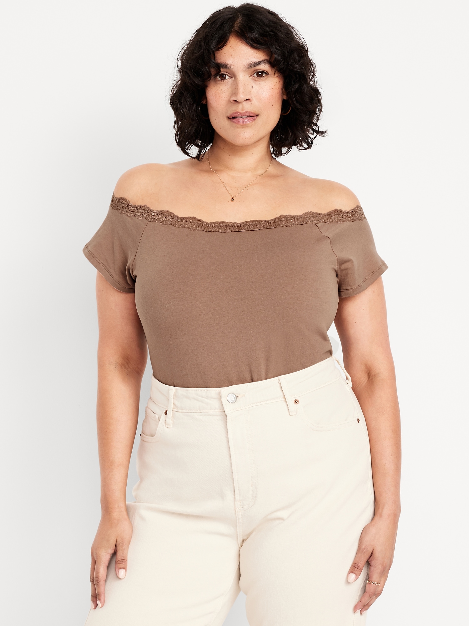 トップス S lace trim off shoulder tops (gray) s-l400.jpg