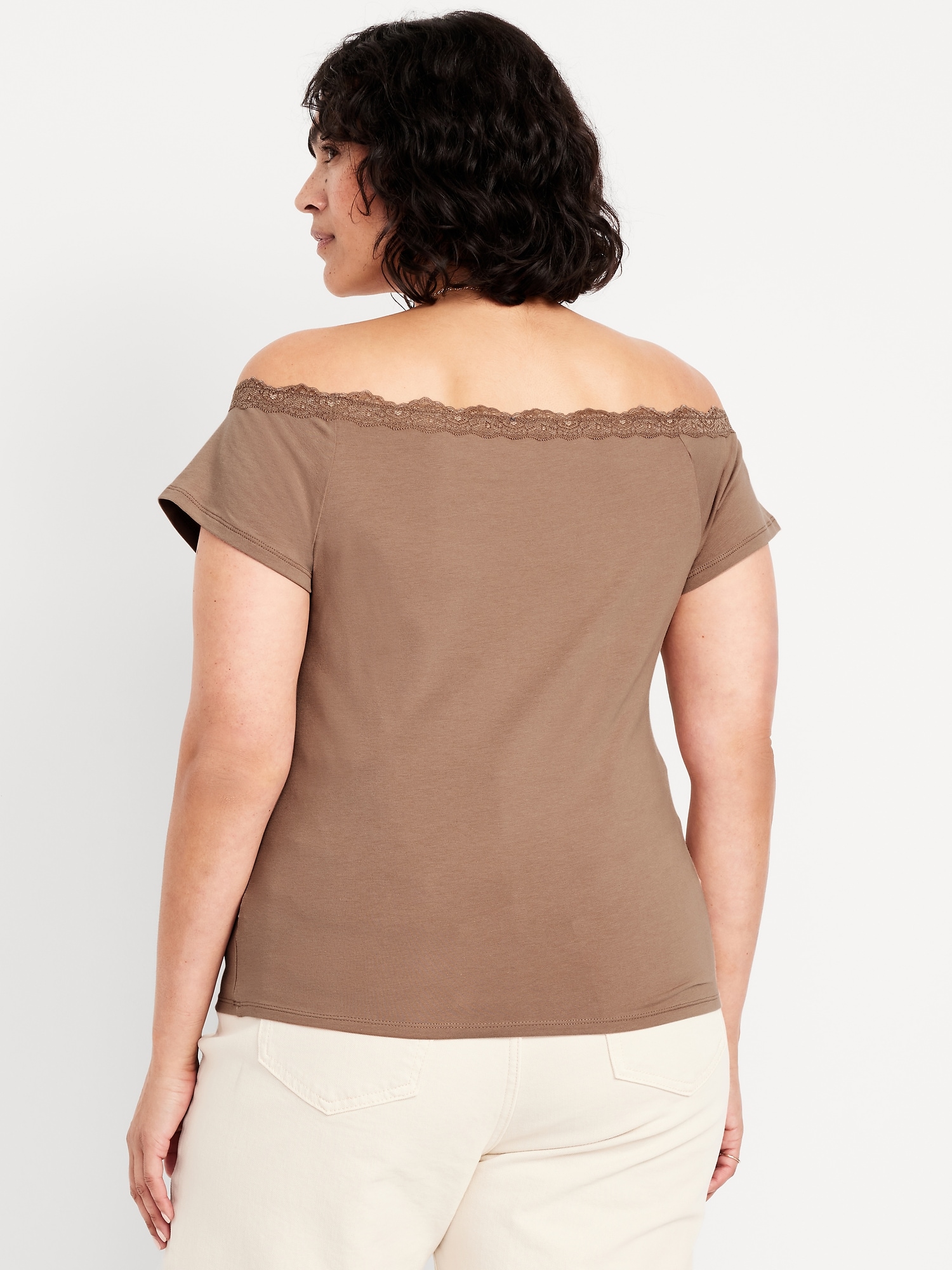 Off-Shoulder Lace-Trim Top | Old Navy