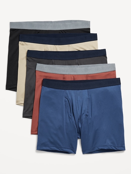Image number 1 showing, 5-Pack Go-Dry Cool Performance Boxer Briefs -- 5-inch inseam
