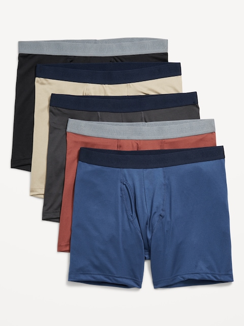 5-Pack Go-Dry Cool Performance Boxer Briefs -- 5-inch inseam - Oxblood