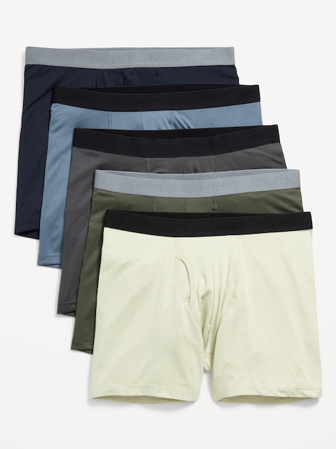 5-Pack Go-Dry Cool Performance Boxer Briefs -- 5-inch inseam - Moss Landing