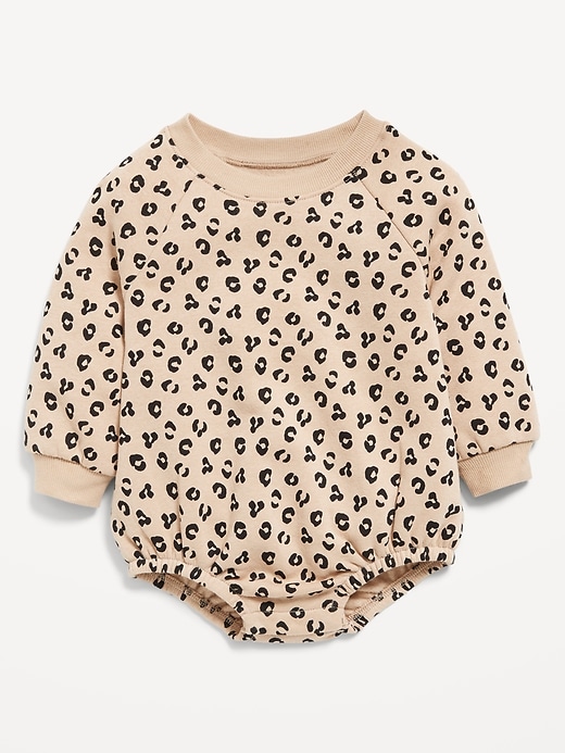 Image number 1 showing, Printed Long-Sleeve Fleece One-Piece Romper for Baby