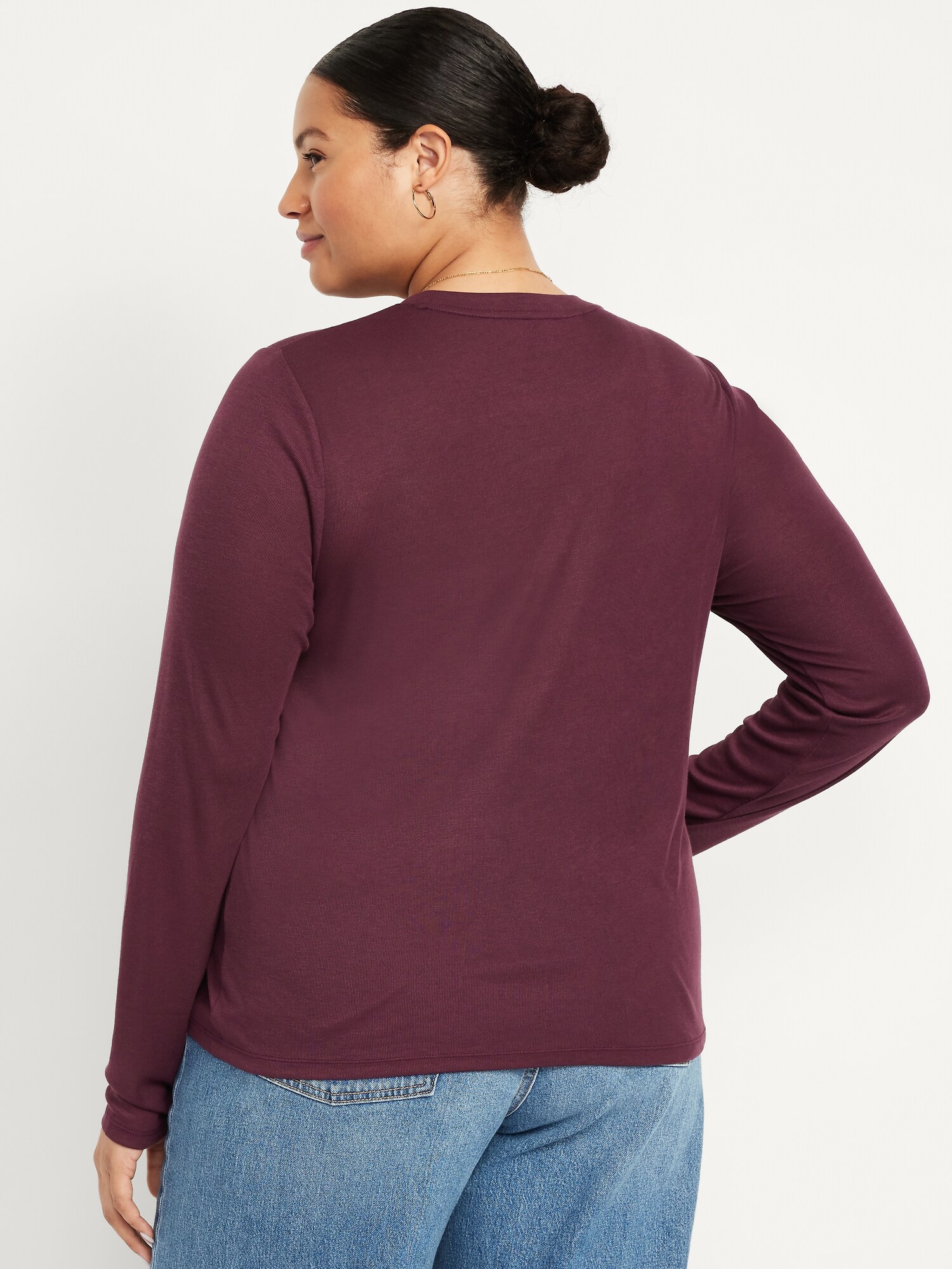 Женская футболка Old Navy Flutterweight Long-Sleeve T-Shirt, цвет: Тёмный сепия — фото 6