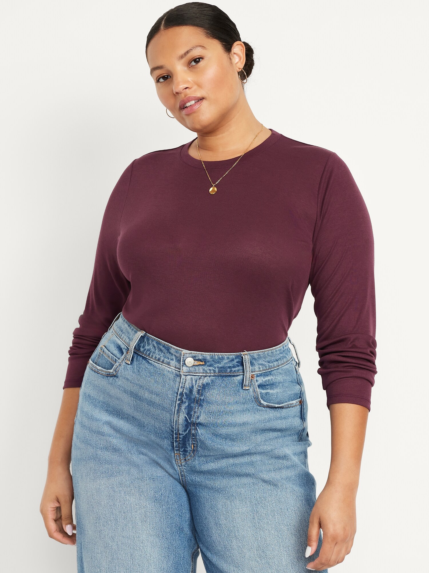 Женская футболка Old Navy Flutterweight Long-Sleeve T-Shirt, цвет: Тёмный сепия — фото 5