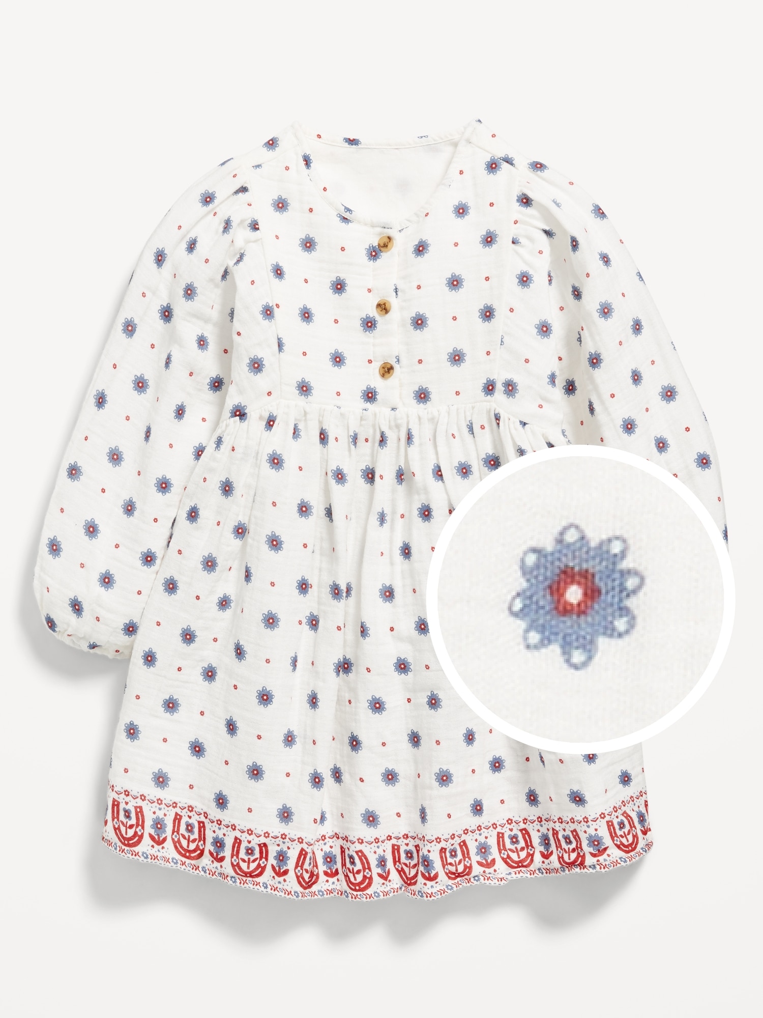 Long-Sleeve Plaid Dress for Toddler Girls