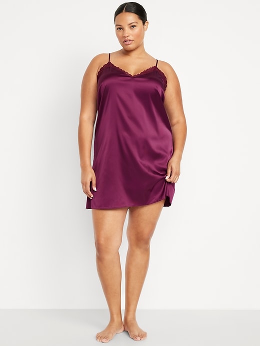 Image number 4 showing, Lace-Trim Satin Nightgown