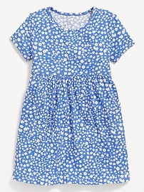 Image number 2 showing, Short-Sleeve Ribbed Fit and Flare Pocket Dress for Toddler Girls