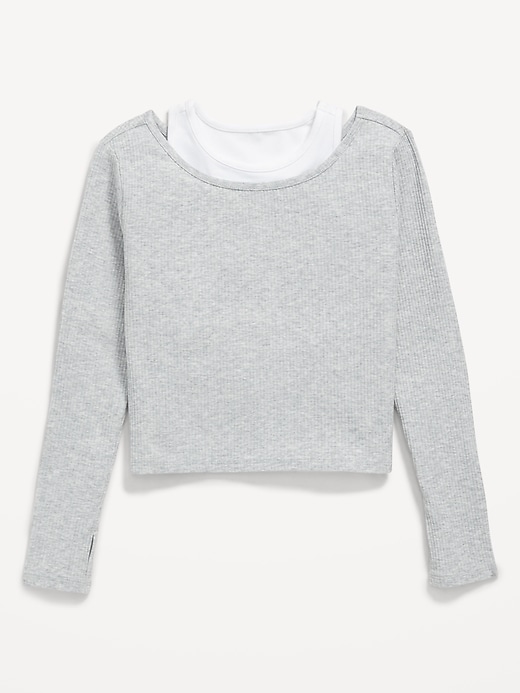 Image number 3 showing, 2-In-1 Ribbed Performance Top for Girls