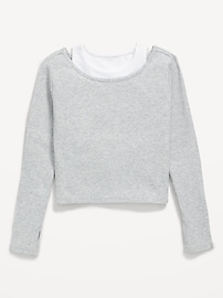 Image number 3 showing, 2-In-1 Ribbed Performance Top for Girls