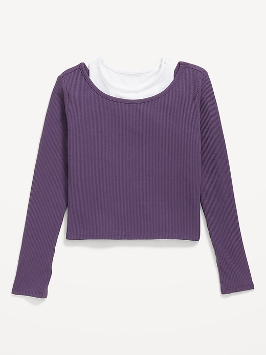 Image number 3 showing, 2-In-1 Ribbed Performance Top for Girls