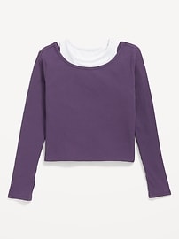 Image number 3 showing, 2-In-1 Ribbed Performance Top for Girls